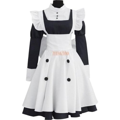 High Quallity Anime Black Butler Maid Mey Rin Maid Costume Woman Cosplay Costume Dress + Apron + Accessory