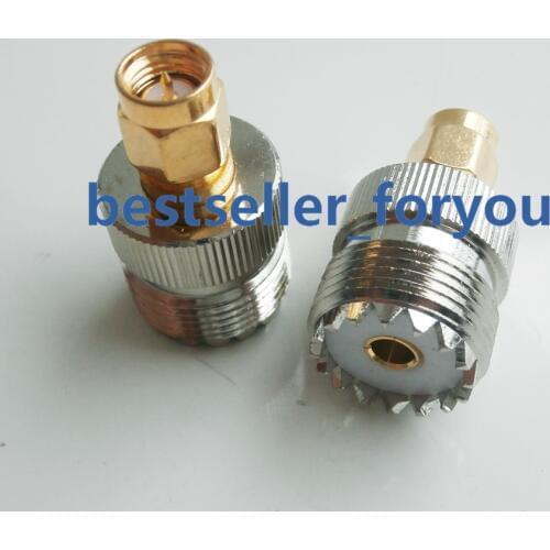 1Pcs SMA Male to UHF Female SO-239 SO 239 Plug RF Adapter Connect PL-259 Golden