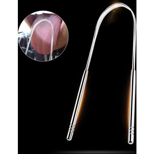 1PC Stainless Steel Tongue Scraper Clean Oral Reusable Tongue Brush Remove Food Debris Tongue Toothbrush Oral Hygiene Care Tools