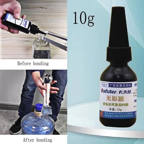 10ml Kafuter UV Glue UV Curing Adhesive K-300 Transparent Crystal and Glass Adhesive with Uv Adhesive Table Fixing Glass Glue