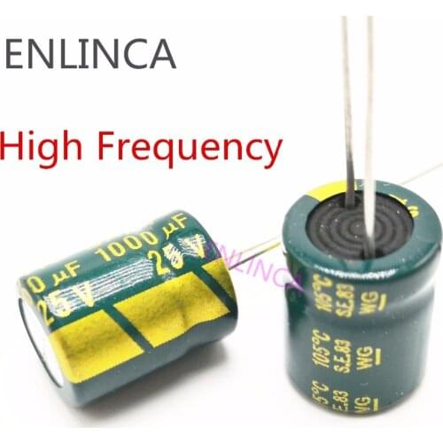 100-500pcs good quality 25V 1000UF Low ESR/Impedance high frequency aluminum electrolytic capacitor 20% size 8*16MM 1000UF25V
