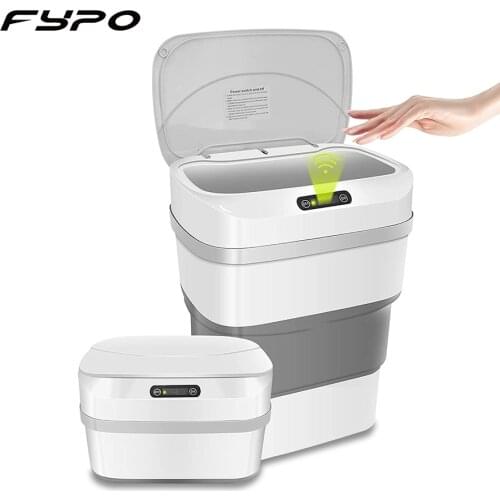 17.5L Smart Induction Trash Can,Creative Folding Induction Trash Can Electric Type Touch Trash Bin Portable Folding Desktop Bin