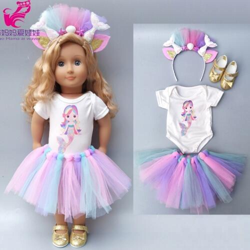 18 inch doll clothes for 43cm Baby doll dress set for 18 inch doll mermaid dress set children birthday gift