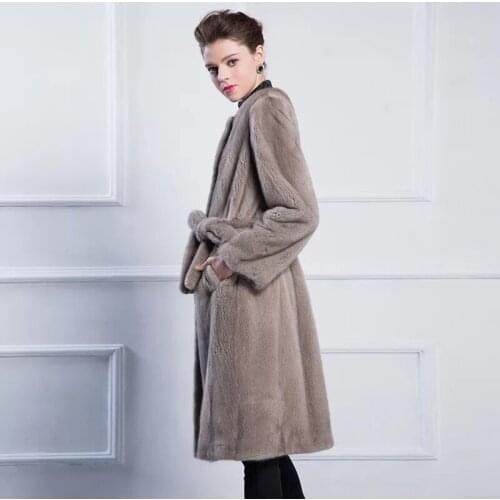 2021 Brand luxury women natural mink fur jacket long style with sashes elegant lady high quality Imported winter fur coat