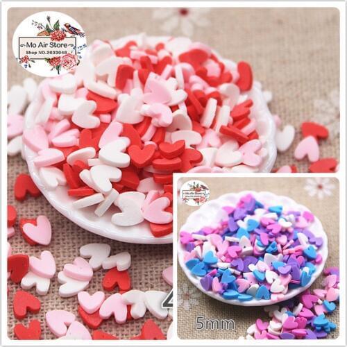 30g 4x5mm polymer clay mix color heart slice flat nail Art Supply Decoration Charm Craft