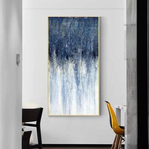 Abstract Messy strokes canvas painting posters and print Mystery wall art blue pictures for living room bedroom aisle home decor