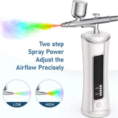 2 Action Airbrush Compressor Kit Makeup Face Nail Art Spray Cordless Paint Spray for Makeup Cake Decoration Tattoo Art Drawing