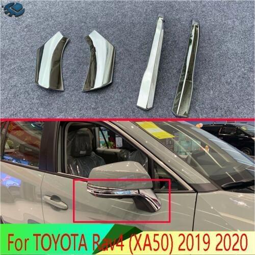 For TOYOTA Rav4 (XA50) 2019 2020 ABS Chrome Side Mirror Rear View Wing Chrome Cover Trim Molding Bezel Car Styling