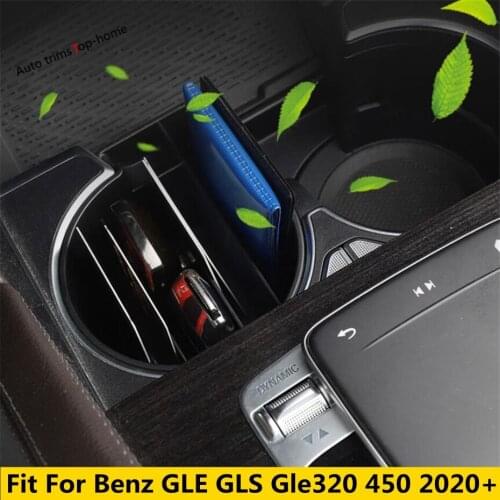 Front Seat Cup Holder Water Bottle Support Cover Trim Accessories For Mercedes-Benz GLE GLS Gle320 450 2020 2021 Interior Kit