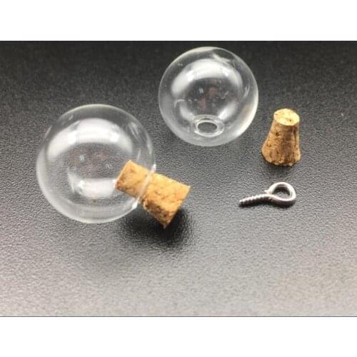 50 pieces DIA. 18mm glass globes with one hole cork plug Round ball Shape globe Glass Bubble Vial Bottle pendants jewelry