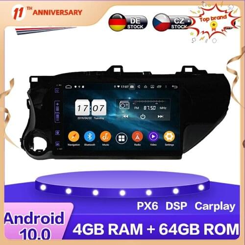 For Toyota Hilux 2016 - 2018 Android 10 Car Multimedia Radio DVD Playe Auto GPS Navigation Stereo Carplay DSP WIFI BT Headunit