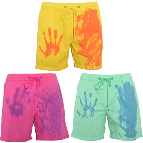 1 Days Ship Magical Change Color Beach Shorts Men Swimming Trunks Swimwear Quick Dry Bathing Shorts Beach Shorts 2021