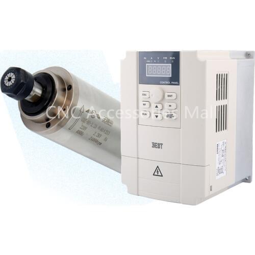2.2kw water cooled spindle motor ER20 D80mm 213mm AC220V & 2.2kw 220v BEST VFD Inverter Variable Frequency Drive