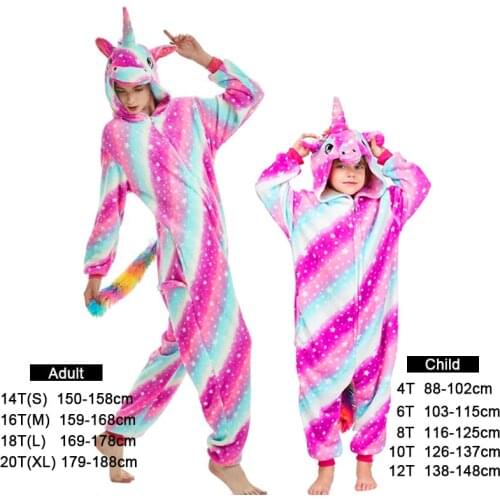Onesie 2020 Kids Unicorn Pajamas Children Animal Cartoon Blanket Sleepers Baby Costume Winter Boy Girl Flannel Jumspuit