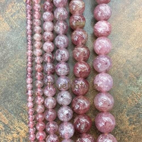 Wholesale Jewelry Strawberry Quartzs Round Beads Polishing Round Loose Beads Full Strands In 4-14 mm PM5896