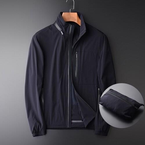 Hidden Hat Male Luxury Thin Fabric Portable Hooded Mens And Coats Fashion Stand Collar Jackets Man M-4XL