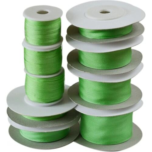 287 Irish Green 100% Real Pure Silk Ribbons for Embroidery Handcraft,Double Faced Thin Taffeta Silk 2-32mm,10/30/100m pk