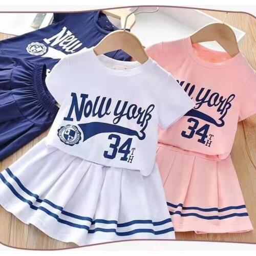 Baby Girl Summer Suit Skirt 2021 New Girl Sweet College Style Two-piece Suit Girls Boutique Outfits