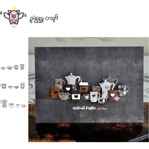 Piggy Craft metal cutting dies cut die mold Teapot coffee cup Scrapbook paper craft knife mould blade punch stencils dies