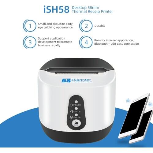 58mm Bluetooth Thermal Small Ticket Printer USB Label Barcode For Supermarket Store Bill Check Machine EU US Plug