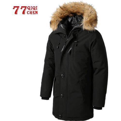 Winter Jacket Men Parkas Faux Fur Collar Long Thick Cotton Hooded Waterproof Jackets Male Multi-pocket Outwear Coat Parka Hombre