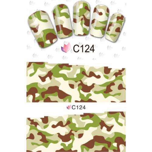 NAIL ART BEAUTY WATER DECAL SLIDER NAIL STICKER ABSTRACT PATTERN CAMOUFLAGE FABRIC NEON LIGHT RAINBOW COLORS C124-131