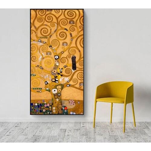 Tree of Life Gustav Klimt Landscape Wall Art Canvas Scandinavian Poster Print Modern Wall Art Picture for Living Room Wall Art