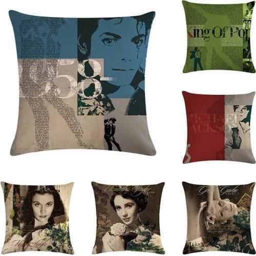 Star Audrey Hepburn Monroe Cushion Cover Famous Movie Star Pillows Case Home Decor 45x45cm cuscini vintage ZY184