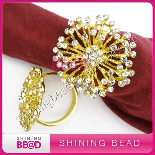 New Arrival Gold rhinestone napkin ring for wedding table,free shipping