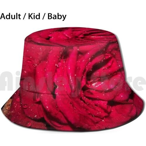 Let It Bleed Sun Hat Foldable UV Protection Red Rose Romantic Gothic Rain Raindrops Garden Nature Red Botany Flower