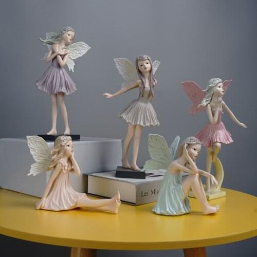 Resin Statue for Decoration Nordic Flower Fairy Beauty Ornaments Home Decor Dressing Girl Child Birthday Wedding Gift Crafts