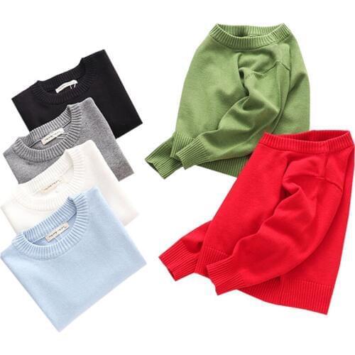 Girls Sweater Solid Kids Pullover Boys Clothing New 2019 Baby Boys Girls Clothes Boys Base Sweater Casual Children Knit Wear