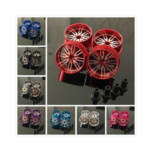 4PCS Wheel Hub/Rim Aluminum Alloy 23.5*11mm Flower-type Wheels with Shaft Cover for DIY Tamiya Mini 4WD RC Car Model