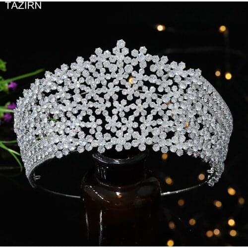 Big Crowns Zircon Tiaras for Women Wedding Hair Jewelry Accessories Full CZ Bridal Queen Diadem Luxury Birthday Headpiece