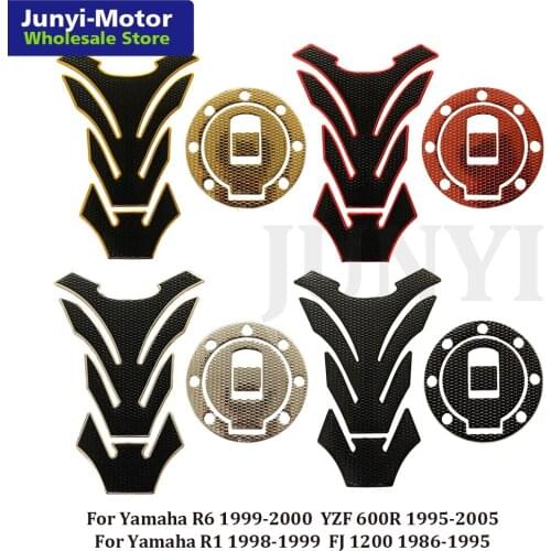 Fuel Tank Pad Gas Cap Cover Sticker Grip For Yamaha YZF R1 1998 1999 R6 1999 2000 YZF 600R FJ1200 3D Motorcycle Protector Decal