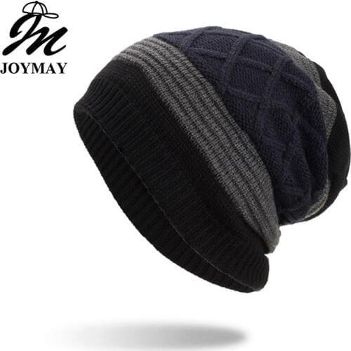 Joymay 2018 New Winter Beanies Hat Unisex Plain Warm Soft Skull Knitting Cap Hats Gorro Caps For Men Women Dropshipping WM093