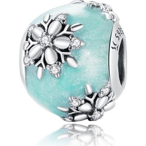 DECORAL Shiny Snowflakes Charm fit Original Bracelets & Bangle 100% 925 Sterling Silver Fine DIY Beads bracelet Jewelry