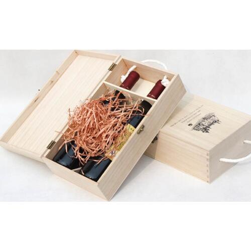High-grade red wine box packaging gift box double Bottle wine box Can be customized wooden Durable Reusable and Eco-friendly