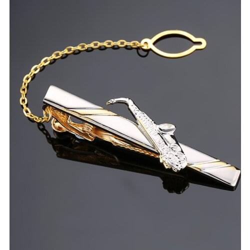HYX Jewelry hot sale Mens Accessories sax gold color Tie Bar Clasp Clip Pin Men Rhinestone Business Small Ties Clips