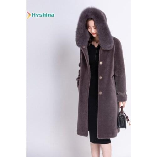 Sheepskin Coat Womens 2020 New Winter Clothing Temperament Mink Fur Collar Fur Coat Medium Length