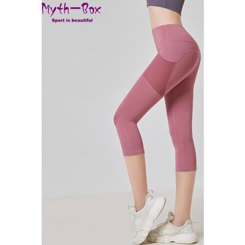 Women Peach Hip Yoga Pant High Waist Crop Leggings Sport Slim Running Cropped Pants Girls Gym Workout Tights Pocket Capris