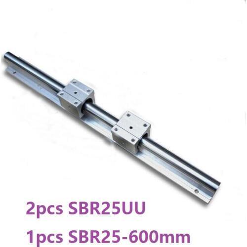 1pcs SBR25 - 600mm linear rail support guide + 2pcs SBR25UU linear bearing blocks for cnc router
