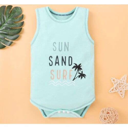 2021 Baby Rompers Newborn Infant Baby Boys Girls Letter Cartoon Sleeveless Romper Clothes Summer ropa bebe Clothing Costume