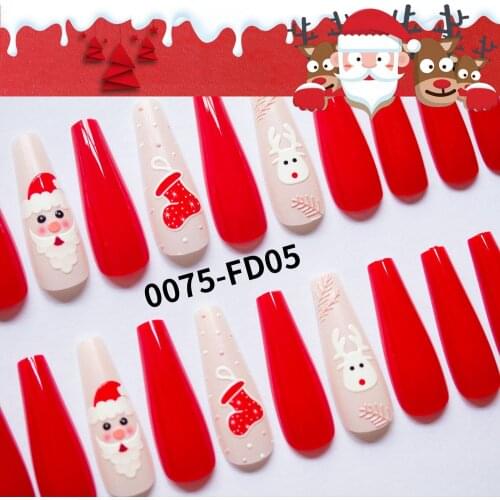 24Pcs/Set Halloween Christmas Long Ballerina Fake Nails WIth Design Press On Nails Detachable Full Cover Coffin False Nails