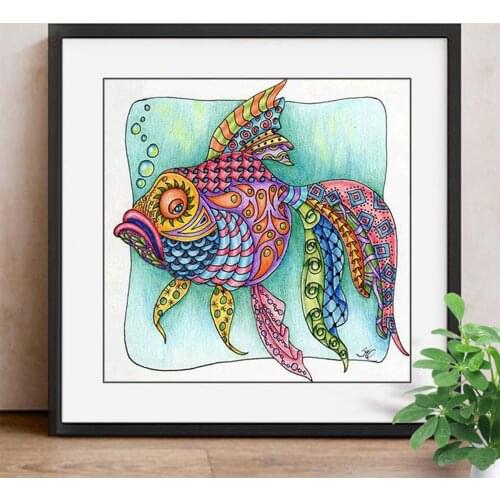 5D DIY Diamond Painting Colourful fish Diamond Cross Stitch Diamond Embroidery Animals Full Square Home Decoration
