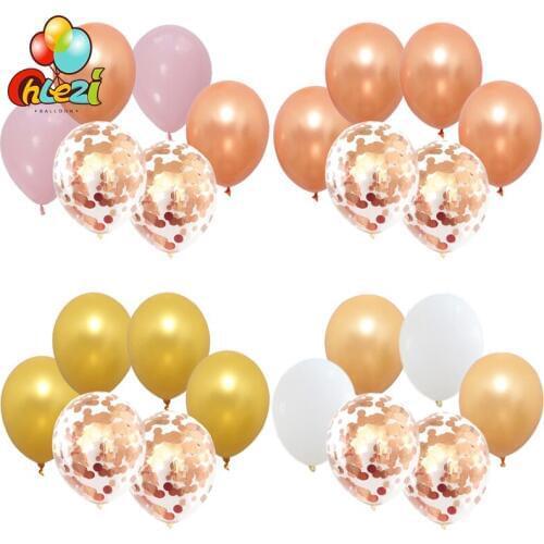 6pc 12inch Gold Sliver Rose Gold Latex Balloons rose gold confetti Wedding Birthday Party Decor Helium Supplies Globos Champagne