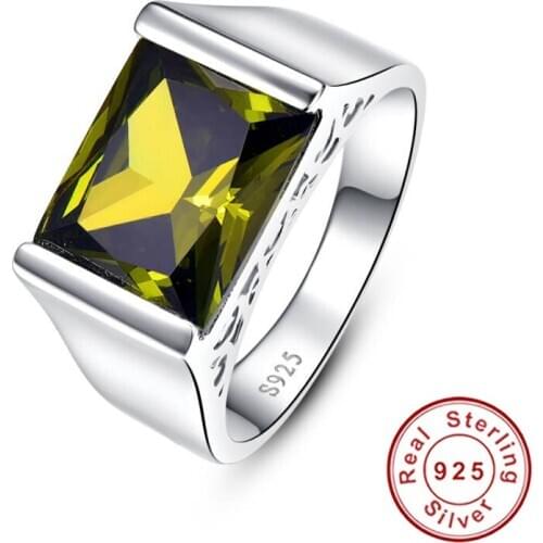 925 Sterling Silver Bridal Wedding Promise Engagement Ring 10.55 Carat Simulated Yellow Peridot s925 ring set brand jewelry