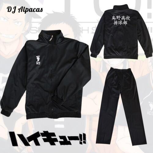 Anime Haikyuu Cosplay Jacket High School Volleyball Club Haikyuu Black Sportswear Karasuno Uniform Costumes Coat