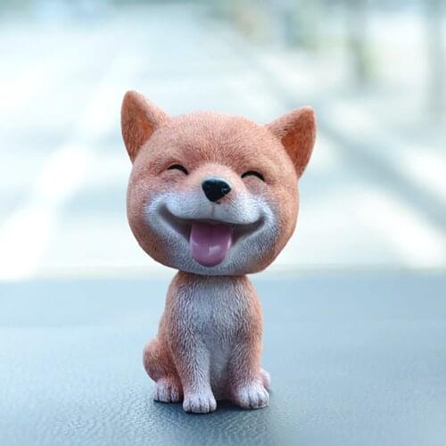 Shiba Inu Car Dashboard Toys Figures Car Ornaments Nodding Dog Huskie Shaking Head Bobblehead Puppy Doggy Auto Interior Decor