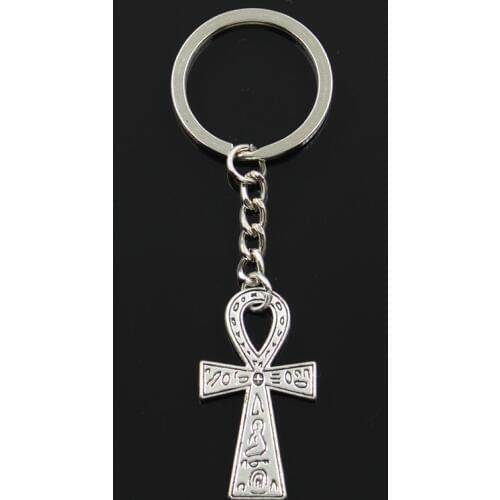 Keychain 39x21mm Egyptian Ankh Life Symbol Cross Pendants DIY Men Jewelry Car Key Chain Ring Holder Souvenir For Gift